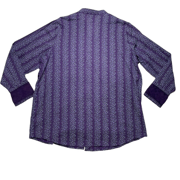 Vtg Mainstreet Blues Embroidered Purple Cotton Blend Button Blouse Size L Lace - Picture 2 of 9